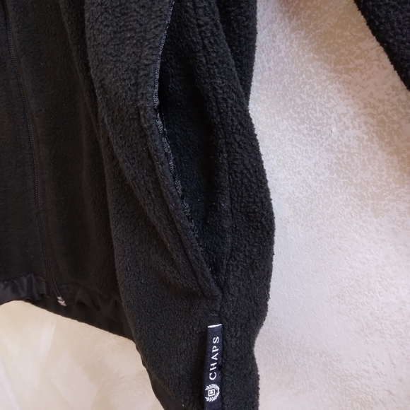 Size S Chaps Fleece Jacket Full Zip Pockets Elastic wrist - Picture 3 of 8